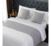 LRUPVEG Chemin De Lit, Foulards D’extrémité De Lit Solides, Écharpe De Literie D’Accent Décoratif for Les Maisons D’hôtels Et Les Chambres D’hôtes, Twin, Queen, King(Gray,50 * 180cm for 120cm Bed)