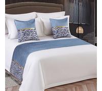 LRUPVEG Travers De Lit en Soie pour Pied De Lit, Couvre-lit De Chambre, Jeté De Lit De Couleur Unie, Serviette De Protection pour Le Lit, Couvre-lit(Blue,50 * 240cm for 180cm Bed)