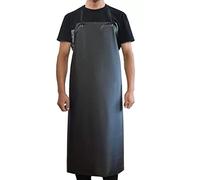 LRUUIDDE Tablier en vinyle et caoutchouc imperméable noir - Tabliers légers de 109,2 cm - Plastique industriel résistant aux produits chimiques, long tablier noir, Noir - Lot de 1, Large