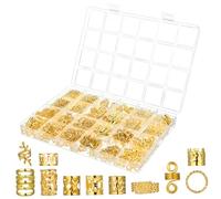 LRXIYODE 1 Boîte Boîte Accessoires Cheveux Tressés Métal Doré Manchettes Clips et Bijoux pour Élégantes Femmes Décorations Dreadlocks et Chignons