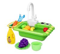 LRXIYODE 1 Ensemble Évier de Jeu Garçon Fille avec Eau Courante Évier Réaliste Plastique pour Garçon Fille Accessoires pour Amusement et Apprentissage Compact et Portable Capacité pour