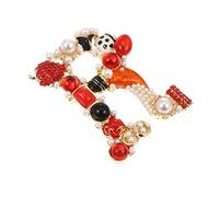 LRXIYODE 1 Pièce broche lettre bijoux broches alphabet badge épingle broche strass lettre rapide goupille broches initiales broche de fermoir châle broche initiale en perles Alliage de zinc