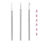 LRXIYODE 1 Set Kit de Manucure Outil de Repousse-cuticules en Métal avec Lime à Ongles et Pierres de Polissage pour Soin des Ongles à Domicile et Professionnel