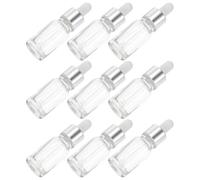 LRXIYODE 10 pièces Lot de Flacons Verre avec Compte-gouttes Bouteilles de Stockage pour Huiles Essentielles Transparent Bouchon Argenté et Tête Blanche Réutilisables et Hermétiques pour