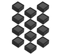 LRXIYODE 12 Boîtes de Présentation pour Pierres Précieuses 28X28X165 CM en ABS Noir avec Couvercle en Verre Transparent et Mousse Noire Coffret à Bijoux Compact pour Exposition et
