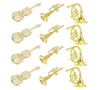 LRXIYODE 12 Pièces Miniature Instruments Garland DIY Christmas Tree Pendant Decoration Set with Violin French Horn and Bugle Models for Home and Party Decor