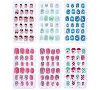 LRXIYODE 144 Pièces Faux Ongles à Couverture Complète Patch Ongle Abs Style Cartoon, par Boîte, Faciles à Utiliser, sans Traces, pour Garçon et Filles, Halloween et Noël Plusieurs styles