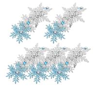 LRXIYODE 15 Pièces Pinces à Cheveux Flocon de Argentées et Bleues Barrettes Canard Antidérapantes à Strass Double Accessoires Festifs Hiver pour Fêtes de Noël et Célébrations