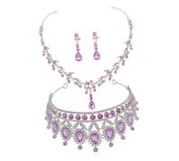 LRXIYODE 1ensemble Diadème Rhinestones Collier Et Boucles Oreilles Pour Mariage Et Événements Spéciaux Couronne Bridal Élégante