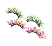 LRXIYODE 2 Paires De Cils Pailletés Et Pour Un Maquillage Exagéré Une Mascarade Et Des Paillettes Colorées Pour Cosplay De Grappes De Cils De Scène
