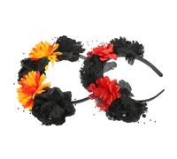 LRXIYODE 2 Pièces Bandeau Tissu Floral Halloween pour Femmes Accessoires Déguisement Tête pour Fêtes et Costumes Design Simple et Confortable Orange et Rouge Foncé