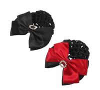 LRXIYODE 2 Pièces Barrette à Cheveux Nœud en Satin avec Strass Filet pour Chignon Sécurisé Couvre-cheveux Élégant pour Femmes et Filles Accessoire Professionnel pour Bureau et Danse Lot de