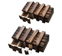 LRXIYODE 2 Pièces Boîte Bois pour Garçon Fille avec Tiroir Secret Sécurisé Éducatif à Mécanismes de Verrouillage Coffret Ludique pour Garçons et Filles