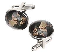 LRXIYODE 2 pièces Boutons de Manchette Homme Vintage Carte du Monde Accessoire Costume Tuxedo pour Chemise Argentées Élégantes pour Cadeau Homme