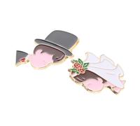 LRXIYODE 2 Pièces Broche Mariage Couple Métal Badge Cartoon Mariée et Marié Accessoire pour Tenue de Assorti pour Célébration Intime