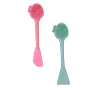 LRXIYODE 2 pièces Brosse Nettoyante Visage Silicone Double-tête pour Nettoyage Facial Profond et Massage Portable et Pratique Vert et Rose