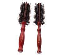 LRXIYODE 2 pièces Brosse Ronde Poils de Sanglier Naturelles avec Manche Bois Brosses Curling Séchage Coiffage Antistatique S