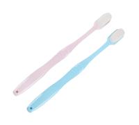 LRXIYODE 2 pièces Brosses Dents Souples pour Nettoyage Oral Tête Compacte Massant Gencives Manches Ergonomiques Antidérapants Couleurs Rose et Bleu