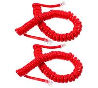 LRXIYODE 2 Pièces Cordon Téléphonique Spirale Robuste Rouge Câble pour Combiné Téléphone Fixe Installation Facile et Effilochage Compatible Lignes Fixes