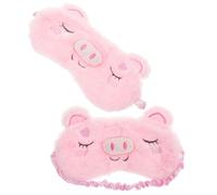 LRXIYODE 2 pièces de Sommeil Peluche Doux pour Filles Motif Cochon Mignon Cache-yeux Léger et pour Nuit Voyage et Sieste Blocage Complet de Lumière