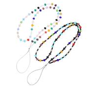 LRXIYODE 2 pièces Dragonne Téléphone Perlée Cristal Lot de Cordons Longs pour Téléphone Portable avec Attaches Amovibles Tour de Cou Anti-chute pour Smartphones et Appareils Photo