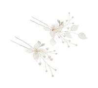 LRXIYODE 2 Pièces Épingles à Cheveux Mariage Perlées Faites Main U Forme Clips Floraux pour Mariée et Demoiselle Honneur Accessoires Coiffure Élégants pour Fêtes et Événements