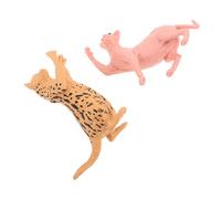 LRXIYODE 2 Pièces Figurines Chats Réalistes Miniatures Décorations sans Poils et Léopard Statuettes Décoratives de Bureau Jouets Animaux pour Intérieur Cadeau pour Amateurs de Chats