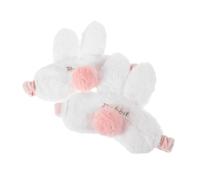LRXIYODE 2 pièces Masque de Sommeil Peluche Doux avec Oreilles de Lapin pour Filles Cache-yeux Confortable Bloqueur de Lumière pour Nuit et Voyage Lot de Masques Blancs