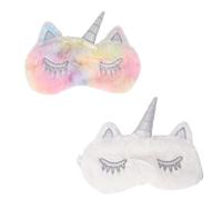LRXIYODE 2 pièces Masque de Sommeil Peluche Licorne Cache Oeil Doux et Confortable Masque Occultant pour Adultes pour Camping et Détente