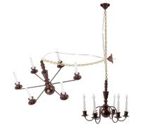 LRXIYODE 2 pièces Miniature Lustre Suspendu Décoratif pour Maison de Poupée et Table Sable Lampe de Plafond Simulée Accessoire de DIY Lumière Blanc Chaud Ancien