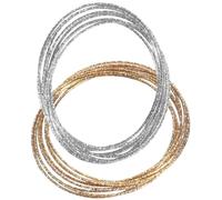 LRXIYODE 2 pièces Multi Layer Metal Bangles Set Simple Round And Bracelets For Women Elegant Alloy Wrist Jewelry Adjustable Fit