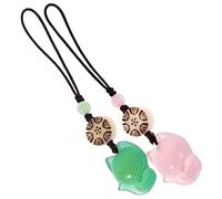 LRXIYODE 2 Pièces Pendentifs Renard En Jade Naturel Pour Téléphone Et Porte-clés Breloques Décoratives Vert Et Rose