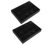 LRXIYODE 2 Pièces Plateau Organisateur Compartiments Velours Noir avec Coussins Présentoir Sécurisé pour Montres et Bracelets Rangement Polyvalent pour Bijoux Maison ou Voyage