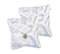 LRXIYODE 2 Pièces Pochettes Bijoux Coton et Lin Petits Sacs de Rangement Portables pour Colliers et Boucles Oreilles Pochons Cadeaux Décoratifs Blancs