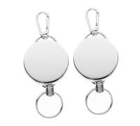 LRXIYODE 2 pièces Porte Clés Rétractable Acier Inoxydable Anneau Robuste avec Câble Métallique Porte Badge Pratique pour Trousseau Ceinture et Sac Résistance Élevée et Fixation Facile