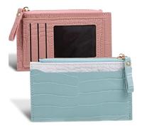 LRXIYODE 2 pièces Portefeuille PU à Texture Reptile Grand Format avec Compartiments Multiples pour Cartes Design Décoratif Couleurs Bleu et Rose Pratique et Résistant