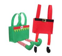 LRXIYODE 2 Pièces Sacs Cadeaux Noël Réutilisables Rouge Vert avec Poignées Sacs à Bonbons et Friandises pour Fêtes Garçon Fille Pochons Cadeaux Père Noël et Lutins Pochette Cadeau Festive