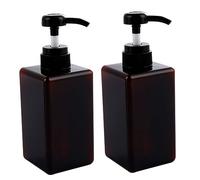 LRXIYODE 2 pièces Set de Flacons Pompe Rechargeables Marron pour Lotion et Shampooing Bouteilles de Voyage Légères et Étanches Distributeurs Pratiques et Durables pour Cosmétiques