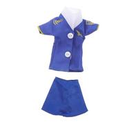 LRXIYODE 2 pièces Vêtements Poupée Uniforme Hôtesse de Air Bleu Tenue Costume Créative pour Filles Accessoires de Déguisement Poupée Jeu Imagination
