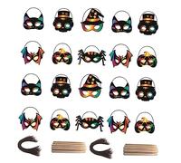 LRXIYODE 28 Pièces Masques à Gratter Diy pour Accessoires Créatifs pour Fête Halloween Activité Parent Décoration Costume Fête