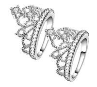 LRXIYODE 2pièces Anneaux Couronne Zircon Bijoux Inspirés Royauté Anneaux De Fiançailles Mariage Élégants Pour Femmes Alliances Zircon Pour Mariées
