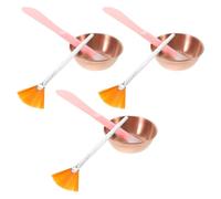 LRXIYODE 3 Ensembles Set Professionnel pour Soins du Visage Bols en Acier Inoxydable et Pinceaux en Nylon, Application Uniforme et Meilleure Absorption, pour Usage Voyage et Beauté DIY