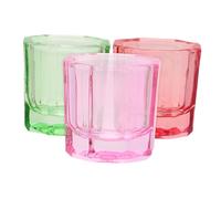 LRXIYODE 3 pièces Bol Verre Octogonal pour Ongles Lot de Bols Dappen Compacts pour Mélange de Monomère et Poudre Acrylique Coupe Multifonctionnelle pour Manucure et Nail Art