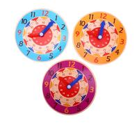 LRXIYODE 3 pièces Horloge Éducative Bois Apprentissage du Couleurs Vives Pédagogique pour Garçon Fille Développement Cognitif Reconnaissance des Heures