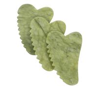 LRXIYODE 3 Pièces Lot de Outils Gua Sha Jade Vert Cœur Planches de Massage Facial pour Soins Peau Modelage Du Visage et Stimulation des Méridiens Compactes et Portables pour Maison et