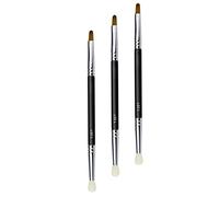 LRXIYODE 3 pièces Pinceaux de Maquillage Double Embout Set pour Correcteur et Eyeliner Brosse à Détails et Concealer pour Types de Peau