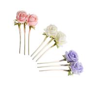 LRXIYODE 3 Pièces Vintage Peony Flower Chignon Pins Lightweight Chinese-style Hair Ornaments For Women Traditional Updo Accessories In Beige
