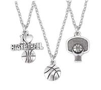 LRXIYODE 3pièces Collier De Basket-ball Pendentifs Basket-ball Panier Aime Pour Couples Bijoux Unisexes Pour Hommes Et Femmes Et Anniversaire