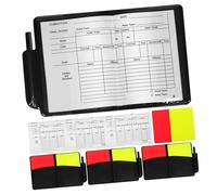 LRXIYODE 4 Ensembles Set Cartons Arbitre Football Rouge Jaune PVC avec Carnets Scores Crayons Kit Officiel Arbitre Polyvalent pour Football et Sports