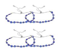 LRXIYODE 4 Pièces Bracelet Mauvais Œil Femme Réglable Perles Espacement Accessoire Ajustable à Motif Sphère Oculaire pour Usage Quotidien et Fêtes